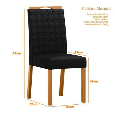 Cadeira Para Mesa De Jantar Mariana Kit 2 Peças Ype Veludo Preto - New Ceval