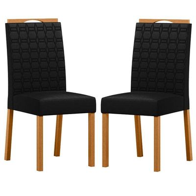 Cadeira Para Mesa De Jantar Mariana Kit 2 Peças Ype Veludo Preto - New Ceval