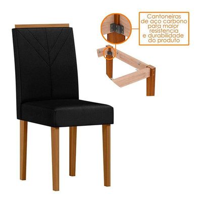 Mesa De Jantar 100x100cm Isabela Com Vidro Ype Off White E 4 Cadeiras Amanda Ype Veludo Preto - New Ceval
