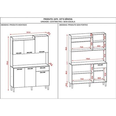 Kit Cozinha Gênova 6 Portas Freijó Soft - Kits Paraná