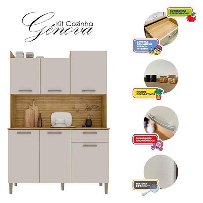 Kit Cozinha Gênova 6 Portas Freijó Soft - Kits Paraná