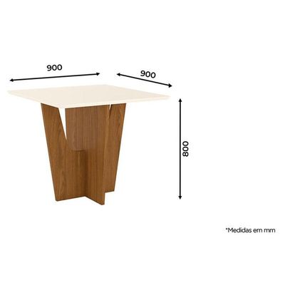 Mesa De Jantar Danielly 90 Cm Tampo Reto Nature Off White - Henn
