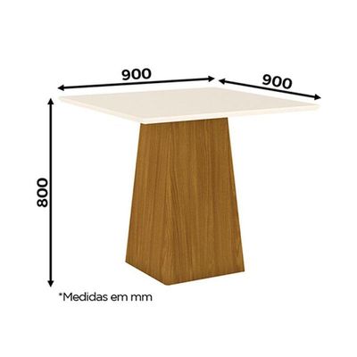 Mesa De Jantar Dora 90 Cm Tampo Reto Nature Off White - Henn