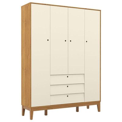 Berço Americano E Guarda Roupa Unique 4 Portas Off White Freijó Eco Wood - Matic
