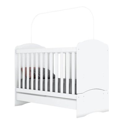 Berço Nacional Bala De Menta E Cômoda Infantil Pique-esconde Branco Com Colchão Ortobom