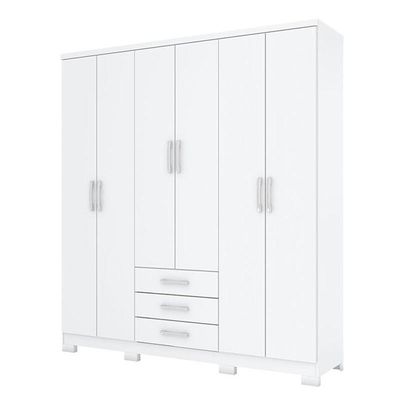 Guarda Roupa Casal City 6 Portas Branco - Henn