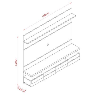 Estante Home Theater Suspenso Lana 1.8 Calacata Off White - Madetec