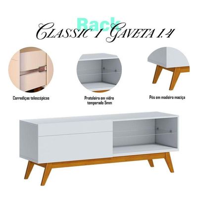 Rack Bancada Classic 1 Gaveta 1.4 Branco Acetinado - Imcal