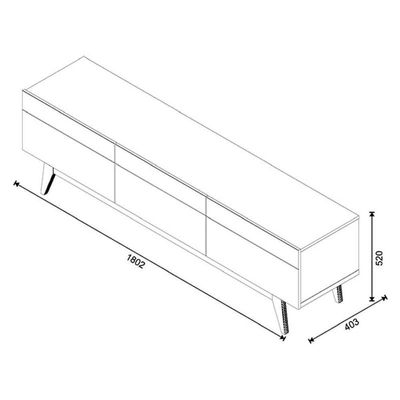 Rack Bancada Classic 3 Gavetas 1.8 Off White Nature - Imcal