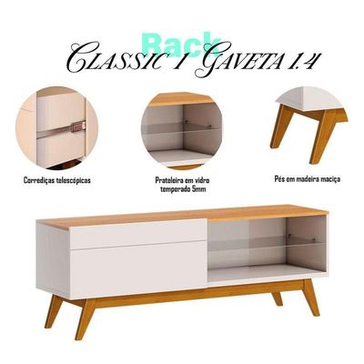 Rack Bancada Classic 1 Gaveta 1.4 Off White Nature - Imcal