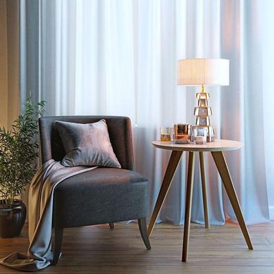 Mesa Lateral Classic Redonda Off White - Imcal