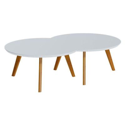 Kit Mesa De Centro Luna Branco Acetinado - Imcal