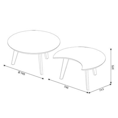 Kit Mesa De Centro Luna Branco Acetinado - Imcal