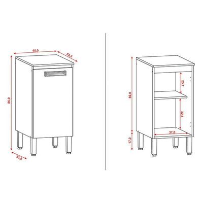 Balcão De Cozinha Ametista 1 Porta 40 Cm Freijó Supremo - Kits Paraná