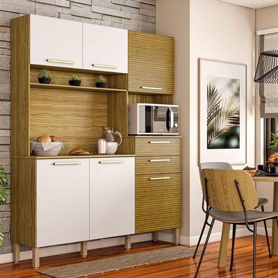 Cozinha Montesa 6 Portas E 2 Gavetas Freijó Supremo Ripado - Kits Paraná