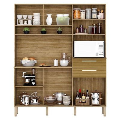 Cozinha Ambiente Montesa 6 Portas E 2 Gavetas Freijó Supremo Ripado - Kits Paraná