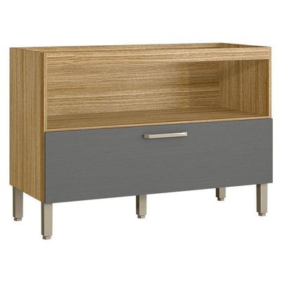 Balcão De Pia Ametista 1 Porta Basculante 1 Gaveta 120 Cm Freijó Gris Ripado - Kits Paraná
