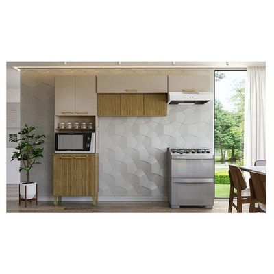 Kit Cozinha Urbane 3 Peças Freijó Vanilla Ripado - Kits Paraná