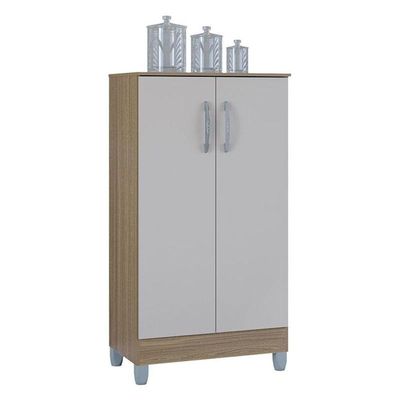 Cômoda 867 4 Gavetas Com Armário Multiuso 2 Portas Pequeno Castanho Off White - Poquema