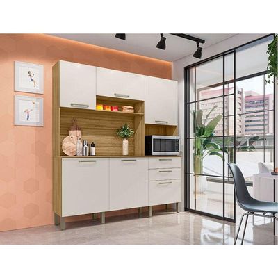 Cozinha Ferrara 6 Portas E 2 Gavetas Freijó Soft - Kits Paraná