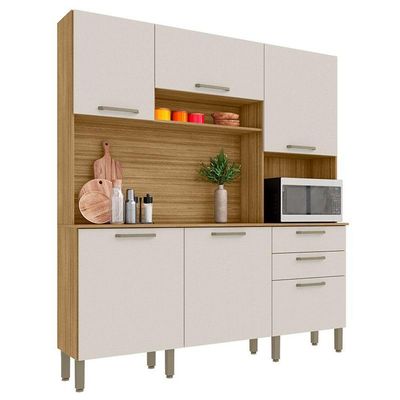 Cozinha Ferrara 6 Portas E 2 Gavetas Freijó Soft - Kits Paraná