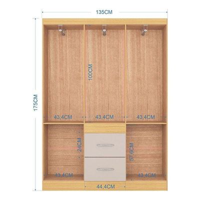 Cômoda 867 4 Gavetas Com Guarda Roupa Casal Milão 6 Portas Damasco Off White - Poquema
