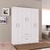 Cômoda 868 4 Gavetas E 1 Porta Com Guarda Roupa Casal Milão 6 Portas Branco Brilho - Poquema