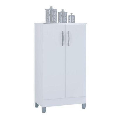 Cômoda 868 4 Gavetas E 1 Porta Com Armário Multiuso 2 Portas Pequeno Branco Brilho - Poquema
