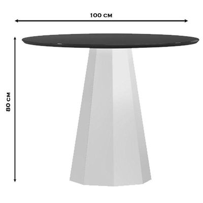 Mesa De Jantar 120x120 Cm Isis Com Vidro Off White Preto - New Ceval