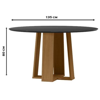 Mesa De Jantar Isabela 135x135 Cm Com Vidro Ype Preto - New Ceval
