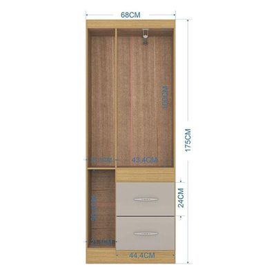 Cômoda 867 4 Gavetas Com Guarda Roupa Solteiro Milão 3 Portas Damasco Off White - Poquema