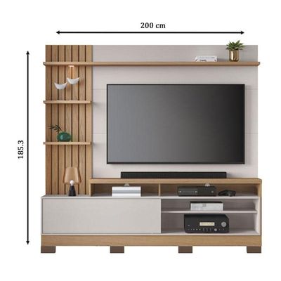 Estante Home Theater Maceió Com Pés Freijó Off White - Colibri