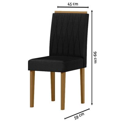 Cadeira Para Mesa De Jantar Ana Kit 2 Peças Ype Veludo Preto - New Ceval