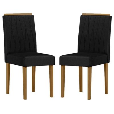 Cadeira Para Mesa De Jantar Ana Kit 2 Peças Ype Veludo Preto - New Ceval