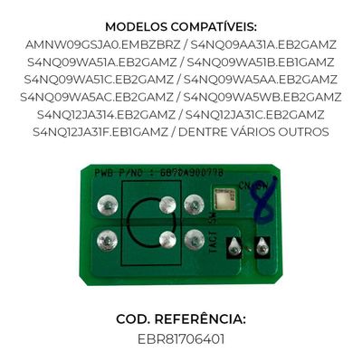 Placa Acionamento On Off Ar Condicionado Lg Usnq122hsa0, Amnw09gsja0, S4nq09wa51a Ebr81706401 Origi
