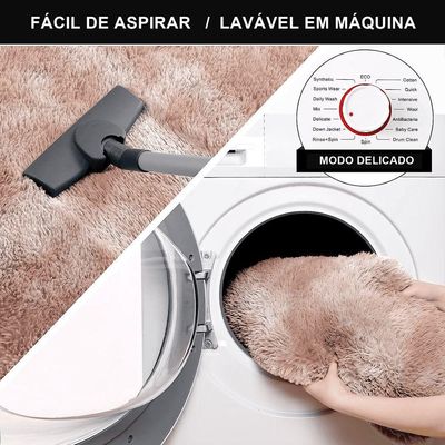 Kit Tapete Banheiro Felpudo Peludo Mesclado Bege 40 X 60 Cm