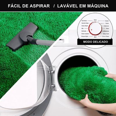 Kit Tapete Banheiro Felpudo Peludo Verde 40 X 60 Cm