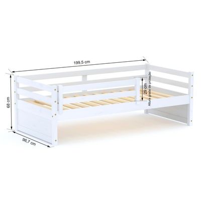 Cama Solteiro Eco  Madeira Maciça Branco
