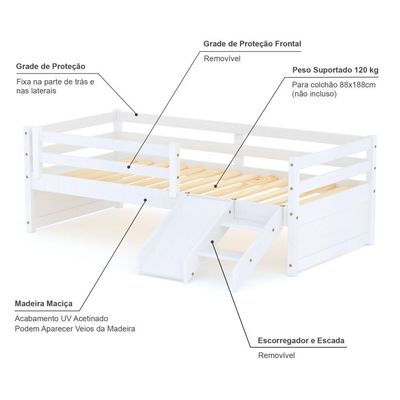 Cama Solteiro Infantil Eco E  Branco