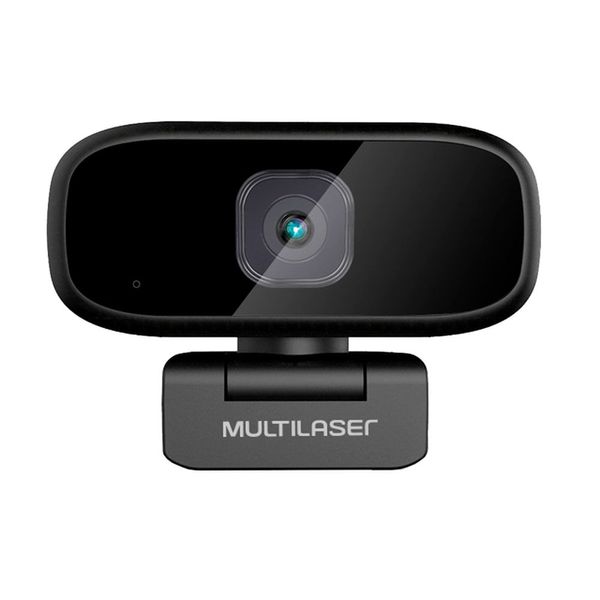 Webcam Full HD 1080p Foco Automático Rotação 360° Microfone Integrado Preto Multilaser - WC052 WC052