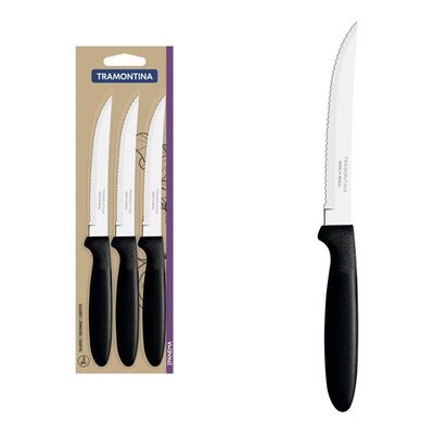 Conjunto De Facas Para Churrasco Tramontina Ipanema Com Laminas Em Aço Inox Preto 3 Peças