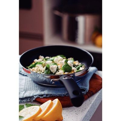 Frigideira Tramontina Solar Silicone Rasa Em Aço Inox Fundo Triplo Antiaderente Com Cabo De Silicon