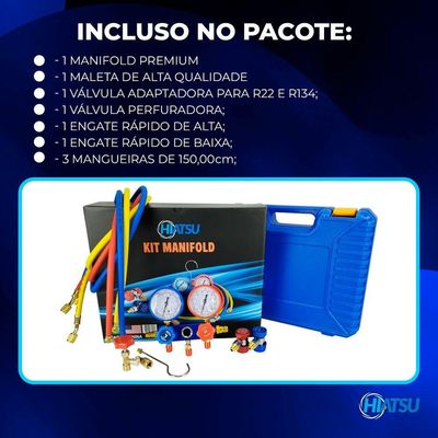 Manifold Analógico Gás R32, R134, R404, R410 – Hiatsu Produto Premium Exclusivo único