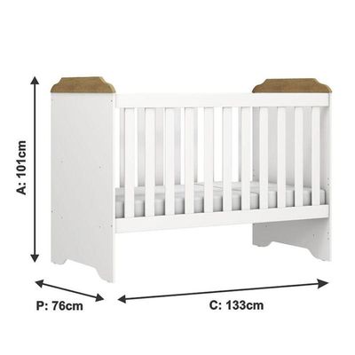 Berço Americano Mini Cama Mel Branco Acetinado Amadeirado Com Colchão Gazin - Carolina