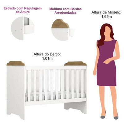 Berço Americano Mini Cama Mel Branco Acetinado Amadeirado Com Colchão Gazin - Carolina