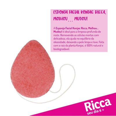 Esponja Facial Konjac Limpeza E Esfoliação Leve Ricca 1un