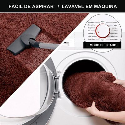 Tapete Sala Felpudo Peludo Marrom 100 X 120 Cm