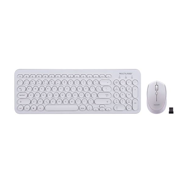 Teclado e Mouse Multilaser Sem Fio 2.4 Ghz Multimídia Branco   - TC232 TC232