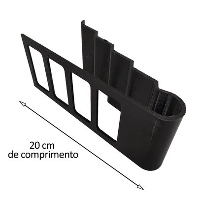 Suporte 3D Porta Controle Remoto 4 divisórias Tv 20 cm Preto