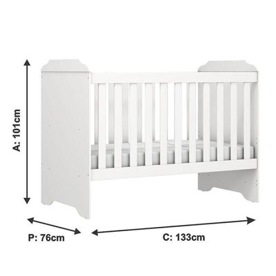 Berço Americano Mini Cama Mel Branco Brilho Com Colchão Gazin - Carolina